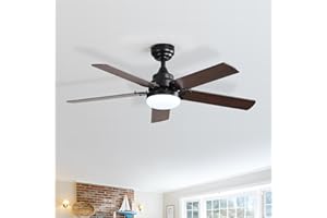 Sofucor Ventilateur Plafond avec Lumiere, 107cm Dimmable Lampe Ventilateur Plafond LED, Telecommande, 6 Vitesses, Silencieux DC Réversibles, Minuterie pour Chambre