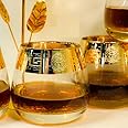 READYPEACE Gold Plated Modern Crystal Whisky Glasses (Set of 6) | Perfect Gifting Idea for Scotch Lovers/Style Glassware for Bourbon/Rum/Juice | Made in Russia (350 ml)