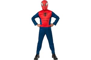 RUBIE'S Spider-Man - Marvel Officiel - Déguisement pour Enfant entrée de Gamme Rouge et Bleu - Taille 5-6 Ans. Costume avec Combinaison et sa Cagoule Attache Velcro - pour Anniversaire, Carnaval