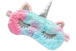 Dodheah Antifaz para Dormir para Niñas Unicornio Máscara de Sueño Suave Sombra para Dormir para Mujeres y Niñas Viajar Descansar Unicornio de color