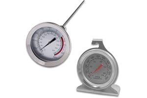 Set di 2 termometri per il monitoraggio del forno in acciaio inossidabile e termometro a stelo lungo, termometro da forno SourceTon Dial con gancio e base a pannello e termometro da cucina per carne