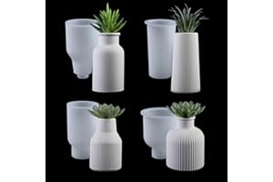 EPODA 4Pcs Vase Silicone Mold, Vase Resin Mould Silicone, Epoxy Resin Vase Moulds for DIY Casting Crafts