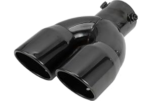 VekAuto 1 Pc Slant Cut Dual Exhaust Tip 60mm ID 2.4" Inlet 6.2" Outlet 8.1" Length Tailpipe Universal Car Bolt on Stainless Steel Titanium Tone Rear