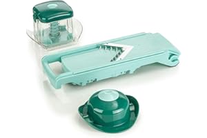 Genius Nicer Dicer Fusion Slicer Set Speed Gemüseschneider Gurkenhobel - Verstellbarer Hobel mit V-Klinge aus Edelstahl - Mandoline mit Julienne-schneider