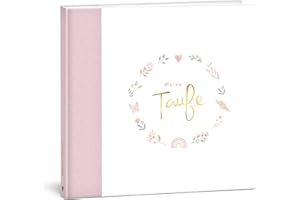 mintkind® Libro degli ospiti del mio battesimo, fiori I per ragazzo e ragazza, libro per battesimo, album per battesimo, album dei ricordi, 96 pagine interne per auguri, foto e altro ancora, libro