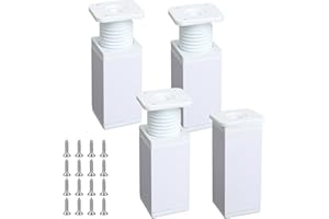Luabue Verstellbare Möbelfüße Tischbeine Möbelbeine Quadratische Aluminiumlegierung Weiße Sockelfüße Tischfuß Couchfüße Bettfüße für Tische Schränke Sofas Betten Regale (10CM)