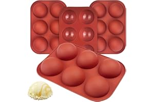 Baxcdyswe 4 Pièces Moule Demi Sphere Silicone, 6 Trous Ø 5.4 cm - Pour Gelée, Mousse en Dôme, Gâteaux, Boule de Chocolat