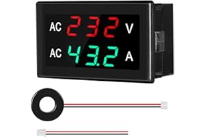 DEWIN Digitales Voltmeter Amperemeter, AC Voltmeter Amperemeter 0-120A LED Digitalanzeige Spannungs Strom Messgerät Panel mit Transformator AC50-500V