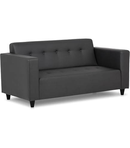 Canapé 3 Places Noir Similicuir Avec Repose-pieds - 180 Cm De Largeur, Structure Robuste - Design Moderne Et Confortable