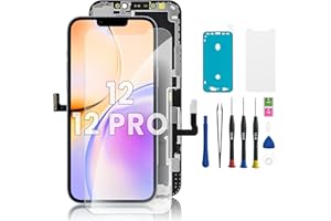 Hoonyer iPhone 12/12 Pro Display Ersatz Set, LCD Bildschirm mit Rahmen & Digitizer, inkl. Reparatur-Werkzeug, wasserdichtem Kleber & gehärtetem Displayschutz – für iPhone 12/12 Pro (6,1 Zoll)
