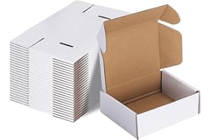 RLAVBL Pudełka kartonowe, pudełka na prezenty 15,3 x 10,2 x 5,1 cm, pudełka do przechowywania z tektury falistej, płaskie kartonowe, zestaw 25 białych