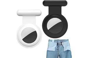 Compatible with Holder Case Hidden Air Tag for Kids, Silicone Case for with Brooch Pin, Safer Than Bracelet Wristband Necklace Keychain (2 Packs, Black & White)