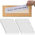 Label Holders Adhesive Shelf Tags - Fushing 50Pcs Clear Plastic Labels for Storage Bins with Name Label Badge Inserts, Removable Adhesive Pockets for Shelf Mailbox Binders Drawers Cabinets (50)