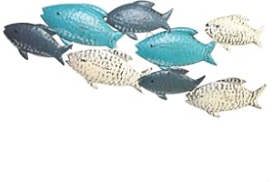 Wall Picture Fish: Maritime Decoration Made of Metal, Wall Decoration Fish Shoal, Sea Decoration Bathroom & Living Room, Sea, Beach, Summer, Maritime, for Hanging Bathroom, Maritime Decoration Indoor