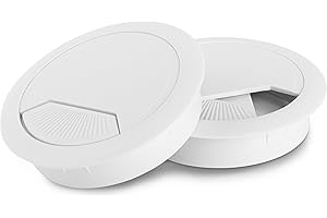 LouMaxx Passacavo da scrivania bianco, set da 2 pezzi, passacavo da 60 mm di diametro, passacavi da tavolo in plastica robusta, copertura perfetta per fori con stabile passacavo da tavolo