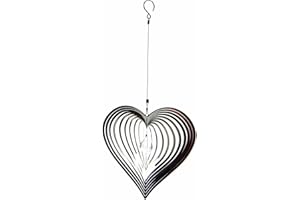 SK STYLE Hanging Stainless Steel Garden Wind Spinner Sun Catcher Crystal - Large Heart