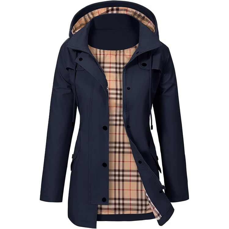 Veste Imperméable Femme Parka Coupe-Vent Avec Capuche - Tailles S à 5XL