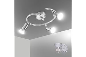 Bojim Lampy sufitowe okrągłe obrotowe, 3 punktowe regulowane sufitowe lampy punktowe 230V GU10 6W 550LM naturalna biel 4000K, matowy nikiel okrągłe reflektory do sypialni salonu kuchni