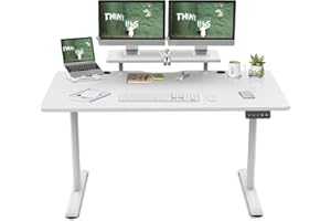 ‎TRIUMPHKEY TRIUMPHKEY 160x70cm Höhenverstellbarer Schreibtisch mit Regal groß Schreibtisch Höhenverstellbar Ergonomischer mit groß Tischplatte Monitorablagen,Steh-Sitz Tisch Computertisch Home Office Weiß