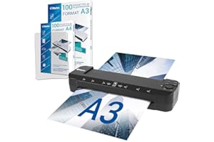 Waytex Plastificatrice A3 A4 A5 A6 A7 Pro Ultra Veloce a Caldo e Freddo, Temperatura Regolabile, Uso Professionale Intensivo, Confezione con 100 Buste A4 + 100 Buste A3