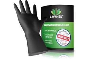 Dermatest: Sehr Gut LAVAMED Baumwollhandschuhe Schwarz als Schutzhandschuh - Baumwoll Handschuhe aus 100% reiner Baumwolle (4, M)