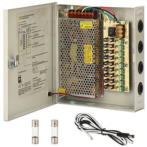 CCTV Fuente de alimentación Caja, zoter 9 Puerto Canal 15 un Fusible de distribución de Metal AC 110 -240 V a DC 12 V para Cámara de vigilancia