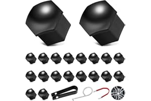 KALEXION Radmutterkappen 21mm Radschraubenkappen Schraubenabdeckung für Radschrauben - 20 PCS Sechskant-Reifenmutternkappen Abdeckkappen für Schrauben Auto, Universal Schraubenkappen Radmuttern Kappen Schwarz