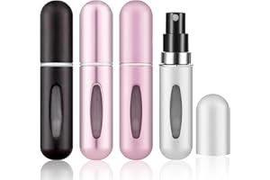 Movstriker 4PCS Perfume Atomizer Bottle, 5ML Travel Atomiser Refillable Mini Spray Bottles, Portable Bottle Empty Cologne Dispenser for Holiday and Outdoor Activities