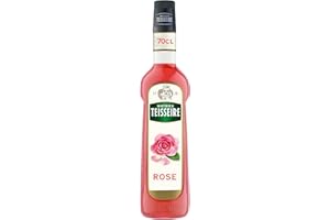 Sirop de Rose Mathieu Teisseire, pour boissons, vins, cocktails avec ou sans alcool, boissons gazeuses, limonades, cafés, chocolats chauds, milk-shakes, bouteille de 70cl
