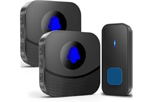 Kabol Wireless Doorbell, 300M Long Range Plug in Door Bells Wireless Cordless, IP65 Waterproof Electric Door Bell Kits, 55 Melodies, 5 Volume Levels, 1 Battery Operated Button and 2 Receivers