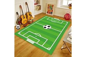 PEIHUODAN Alfombras Futbol Baloncesto Habitacion Juvenil Chico Infantiles Niño Sin Pelo Grande/Pequeñas Alfombras Salon Modernas Alfombras De Vinilo Lavable Alfombras De Juegos (Verde,80x120 cm)