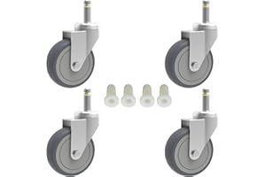 RILIDRI 3-Inch Swivel Stem Caster, 7/16-Inch Stem Diameter Rubber Wheel, Heavy Duty TPR Replacement Wheels for Rubbermaid Mop Bucket Cart Grill Casters Shop Vac Wheels- 4 Pack