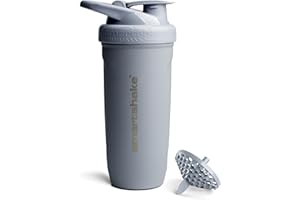 Smartshake Reforce Stainless Steel Protein Shaker Bottle - Non Insulated Unisex Gym Bottle | Metal Shaker Bottles - 900 ml | 30 oz - Leakproof Screw-On Lid - DEHP & BPA Free (Gray)