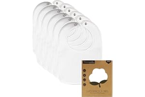 Immaculate Textiles Newborn Baby Drool/Dribble/Teething/Feeding Bibs - Cotton Front with Plastic Back - 24x18cm - Pack of 6-180GSM : Waterproof & Washable : Suitable for 0-6 months (White)