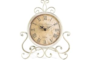 HZDHCLH White Roman Table Clocks Silent Non Ticking Roman Retro Art Desk Clock for Living Room Bedroom Office（28 cm Height ）