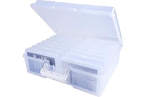 CAREHABI Durchsichtige Fotoboxen,16x11cm Foto-Aufbewahrungsbox Transparent,16 Innere Fotohalter,Foto-Organizer aus Kunststoff für Karten,Aufkleber,Handwerk,Bürobedarf