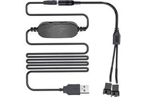 VISSQH 12 V PC regulator prędkości obrotowej, USB DC 5 V Step up do 12 V 2-biegunowy wentylator Speed Controller Governor z kablem 1 do 2 PC Fan Power Adapter