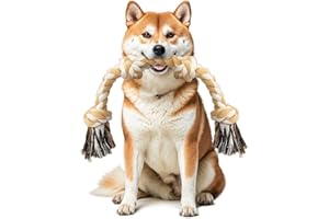 Ycozy Dog Rope Toy for Aggressive Chewers, 66cm, Indestructible Cotton Rope Toys with 4-Knot, Tug of Toy for Medium and Small Dog Teeth Cleaning