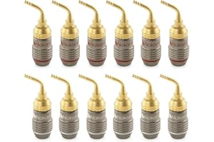 Nakamichi FanLock Excel placcato oro 24 carati 2mm Pin Spine a banana connettore, 10 AWG - 18 AWG spessore 4mm, per cavo amplificatori di altoparlanti, Hi-Fi Connessione rapida, 12 pezzi (6 paia)