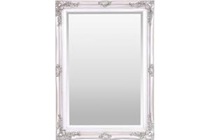Select Mirrors Rennes Vintage Wall Mirror - Shabby Chic Baroque, Antique, French Design - Solid Wood Frame (50cm x 70cm, Antique Silver)