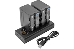 JOIRY 2 X NP-F970, NP-F960, NP-F930, NP-F950 Batteria di Ricambio e Doppio caricatore Compatibile con Sony DCR-VX2100, DSR-PD150, DSR-PD170, FDR-AX1, HDR-AX2000, HDR-FX1, HDR-FX7