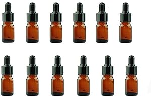 ERICOTRY 12 Bernsteinfarbene Glasflaschen ätherisches Öl Flaschen Gläser Nachfüllbar Make-up kosmetische Probe Flasche Container mit Glas-Pipetten für ätherische Öl Aromatherapie verwenden (5ml)
