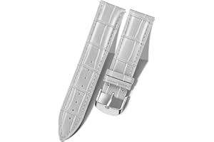 BINLUN Quick Release Leather Watch Straps Replacement Watch Bands Smart Watch Strap Crocodile Pattern in 10 Colors 13 Sizes with Silver/Gold/Rose-Gold Buckle for Men Women(10mm-24mm)