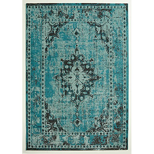 Design Teppich Vintage Used Antik türkis 120 x 170 cm