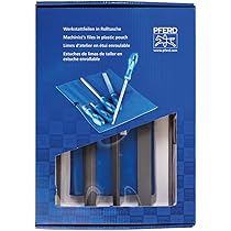 PFERD Werkplaatsvijlset in pvc-roltas met omkarton, 5 vijlen, kruiskop H2, 250 mm, 11801542 – geschikt voor universeel voorbewerken en afwerken