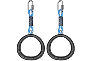 Dolibest SELEWARE 2 Pack Ninja Gymnastik Ringe, Monkey Ring Outdoor Hinterhof Ninja Zubehör Set, Swing Bar Ringe Hindernisbahn für Training Ausrüstung für Kinder, 1000LB Kapazität