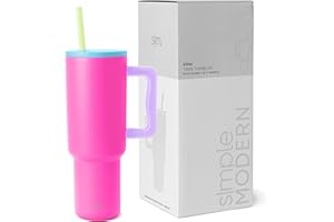 Simple Modern Tazza Termica con Cannuccia e Manico | Bicchiere Termico in Acciaio Inossidabile Isolato | Regali per Donne & Uomini | Trek | 1180ml | 80s Mix