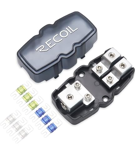 ZOOKOTO 2-Way Power Distribution Block For Car Audio - 0/2/4 Gauge Input, Dual 4/8 Gauge Output, 2 Pack, Clear Housing