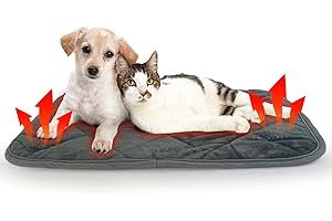 NAMOTEK Self-Warming Cat Pad Indoor/Outdoor Super Soft Self Heating Pet Mat Washable Thermal Pad for Cat & Dog 75 x 50 cm