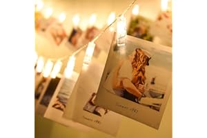 MODOAO LED Photo Clip String Lights, 40 Photo Pegs Lights 6m Battery Powered Christmas Fairy Lights Perfect for Hanging Photos, Notes, Paintings Card and Memos Indoor Outdoor Decoration